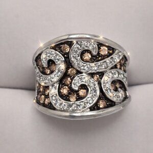 Swarovski Brown Chocolate Clear Statement Ring Sterling Silver 925